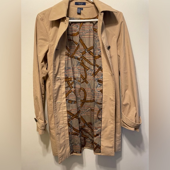 Chaps beige lined trench coat size small - Picture 5 of 7